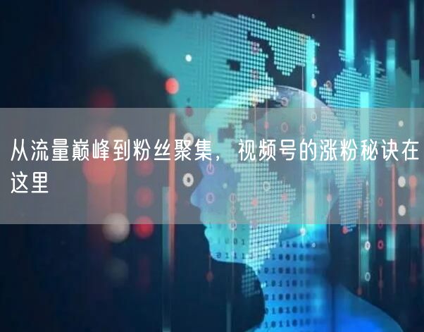 从流量巅峰到粉丝聚集，视频号的涨粉秘诀在这里