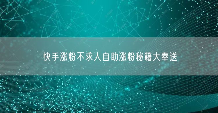 快手涨粉不求人自助涨粉秘籍大奉送