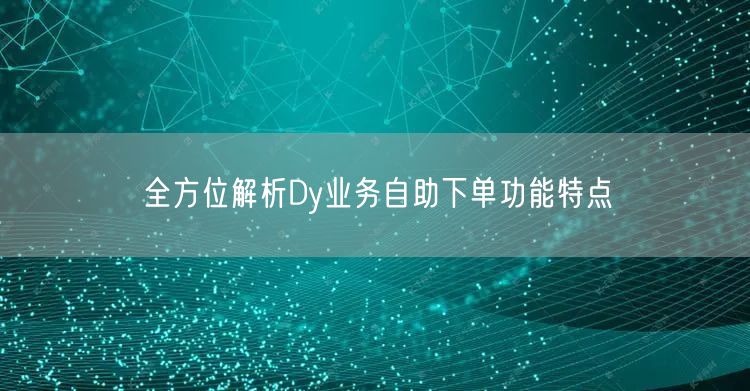 全方位解析Dy业务自助下单功能特点