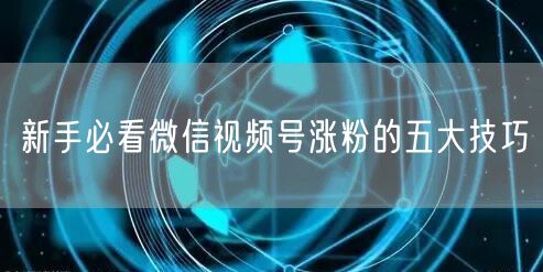 新手必看微信视频号涨粉的五大技巧