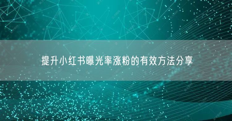 提升小红书曝光率涨粉的有效方法分享