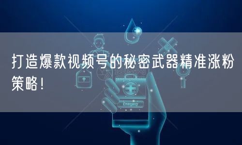 打造爆款视频号的秘密武器精准涨粉策略！