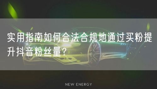 实用指南如何合法合规地通过买粉提升抖音粉丝量？