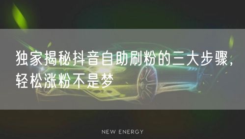 独家揭秘抖音自助刷粉的三大步骤，轻松涨粉不是梦