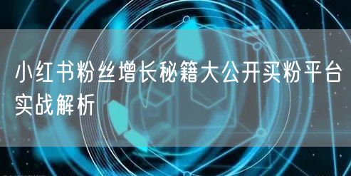 小红书粉丝增长秘籍大公开买粉平台实战解析
