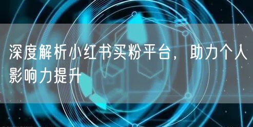 深度解析小红书买粉平台，助力个人影响力提升