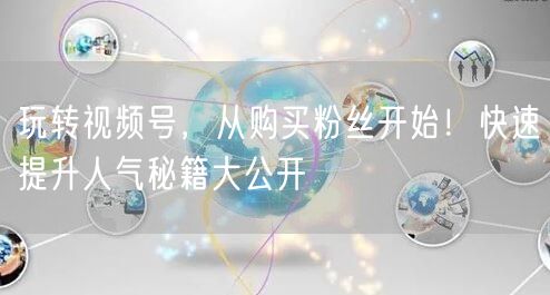 玩转视频号，从购买粉丝开始！快速提升人气秘籍大公开