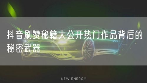 抖音刷赞秘籍大公开热门作品背后的秘密武器