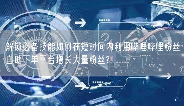 解锁必备技能如何在短时间内利用哔哩哔哩粉丝自助下单平台增长大量粉丝?