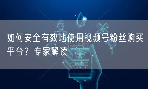 如何安全有效地使用视频号粉丝购买平台？专家解读