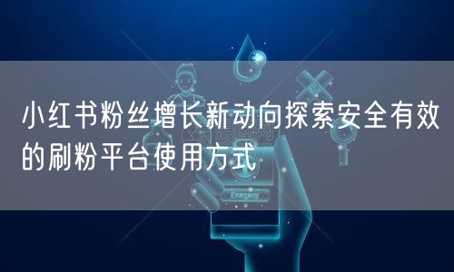 小红书粉丝增长新动向探索安全有效的刷粉平台使用方式