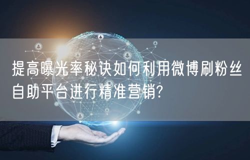 提高曝光率秘诀如何利用微博刷粉丝自助平台进行精准营销?