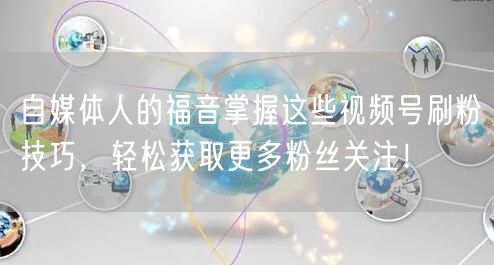 自媒体人的福音掌握这些视频号刷粉技巧，轻松获取更多粉丝关注！