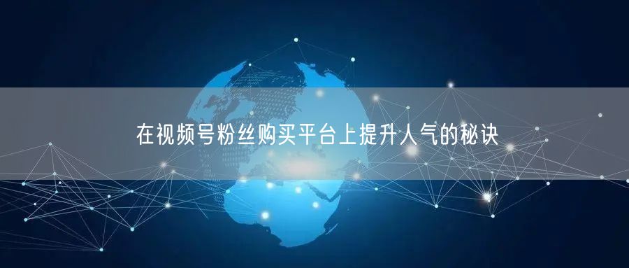 在视频号粉丝购买平台上提升人气的秘诀