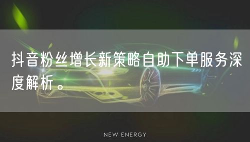 抖音粉丝增长新策略自助下单服务深度解析。