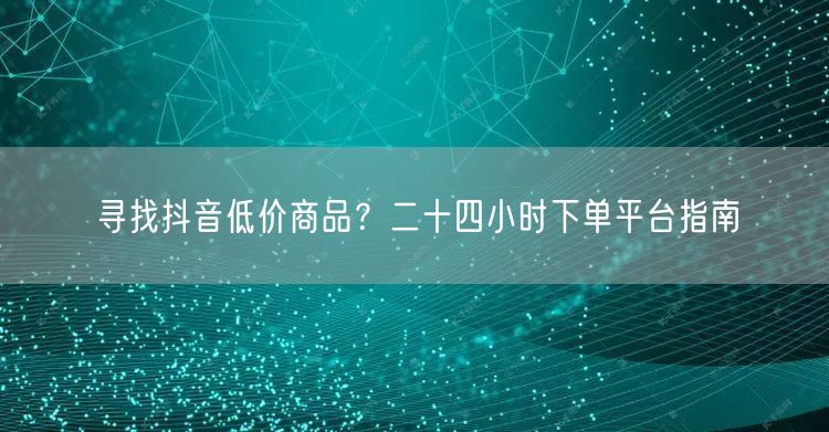 寻找抖音低价商品？二十四小时下单平台指南