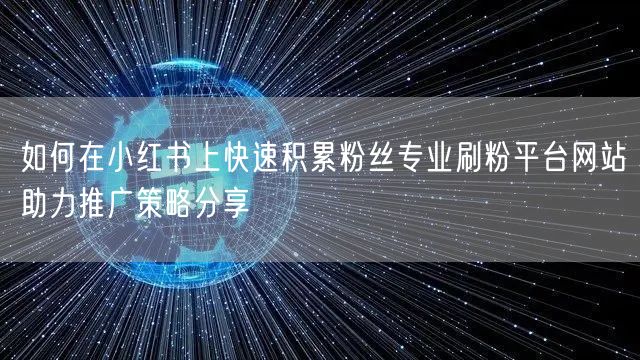 如何在小红书上快速积累粉丝专业刷粉平台网站助力推广策略分享