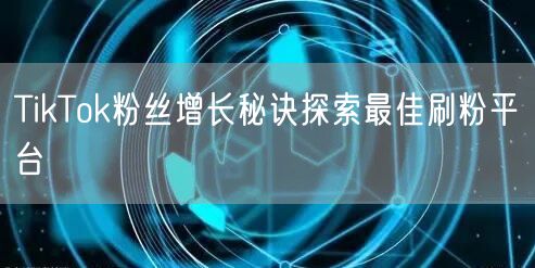 TikTok粉丝增长秘诀探索最佳刷粉平台